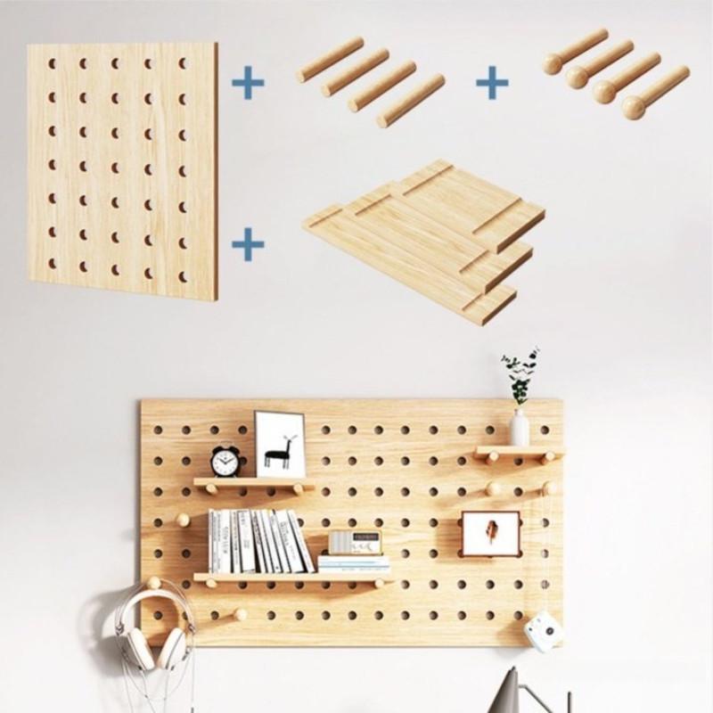 Hole Board Household Decoration Display Stand Pegboard Accessories Wall Shelf Solid Wood Hole Wooden Shelf
