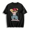 Hiphop Style Cool Bear Print Casual T-Shirt Unisex Trendy Top Pure Cotton T-shirt