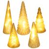 5Pcs Illuminated Christmas Tree Decorations Battery Operated Lighted X-mas Tree Figurines Bedroom Table Centerpiece Ornaments