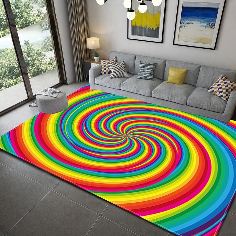 3D Colorful Geometry Block Carpets Large Area Rug for Living Room Bedroom Carpets Anti-Slip Floor Mat Kitchen Abstract Bath Mat