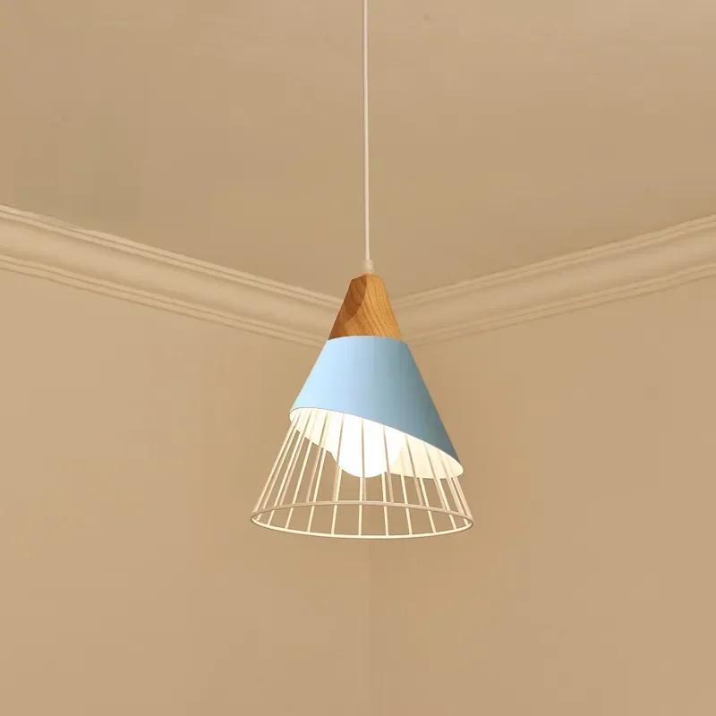 Multicolor Café Restaurant Wood Chandelier Iron Art Hanging Lights Pendant Lamp E27 Ceiling Nordic Modern Home Decor Appliance