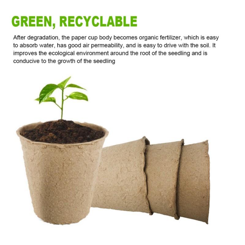 10/50/100pcs Paper Nursery Pots Planter Set Round Biodegradable Seedlings FlowerPot Garden Balcony Cultivation Tray Nursery Cup