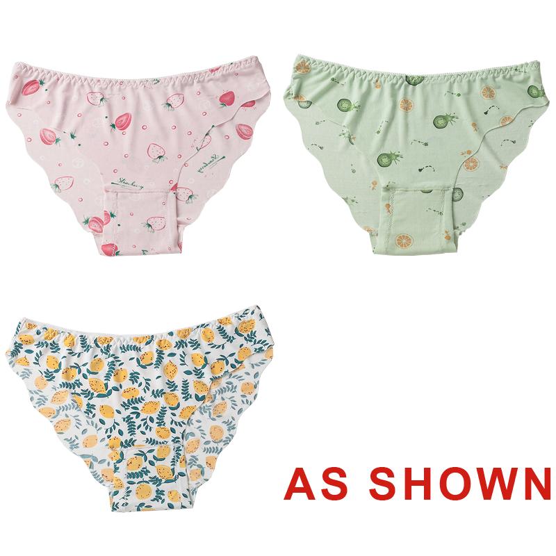TERMEZY 3Pcs/Lot Women's Sexy Ice Silk Panties Printed High Elasticity Cool Briefs Low-Rise Seamless Breathable Briefs