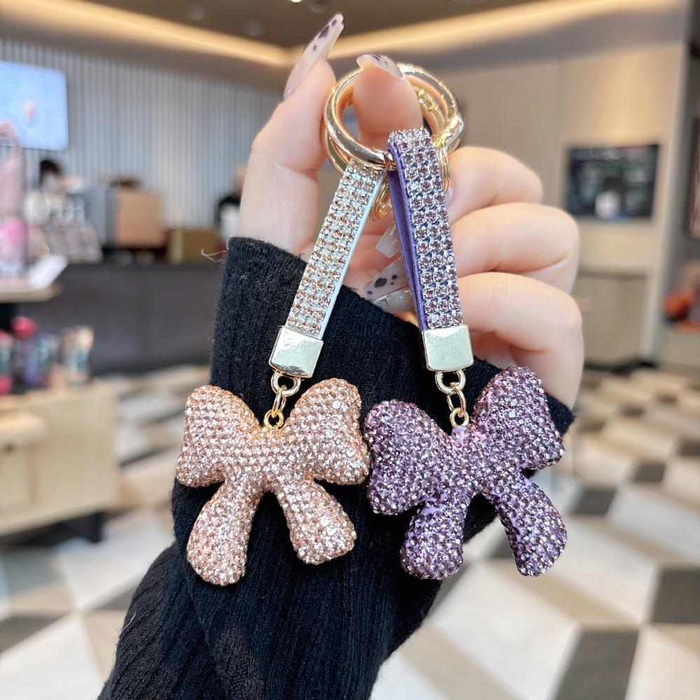 Bowknot  Bow Keychain Rhinestone Rhinestone Bow Keyring Crystal Bowknot Pendant  Kids