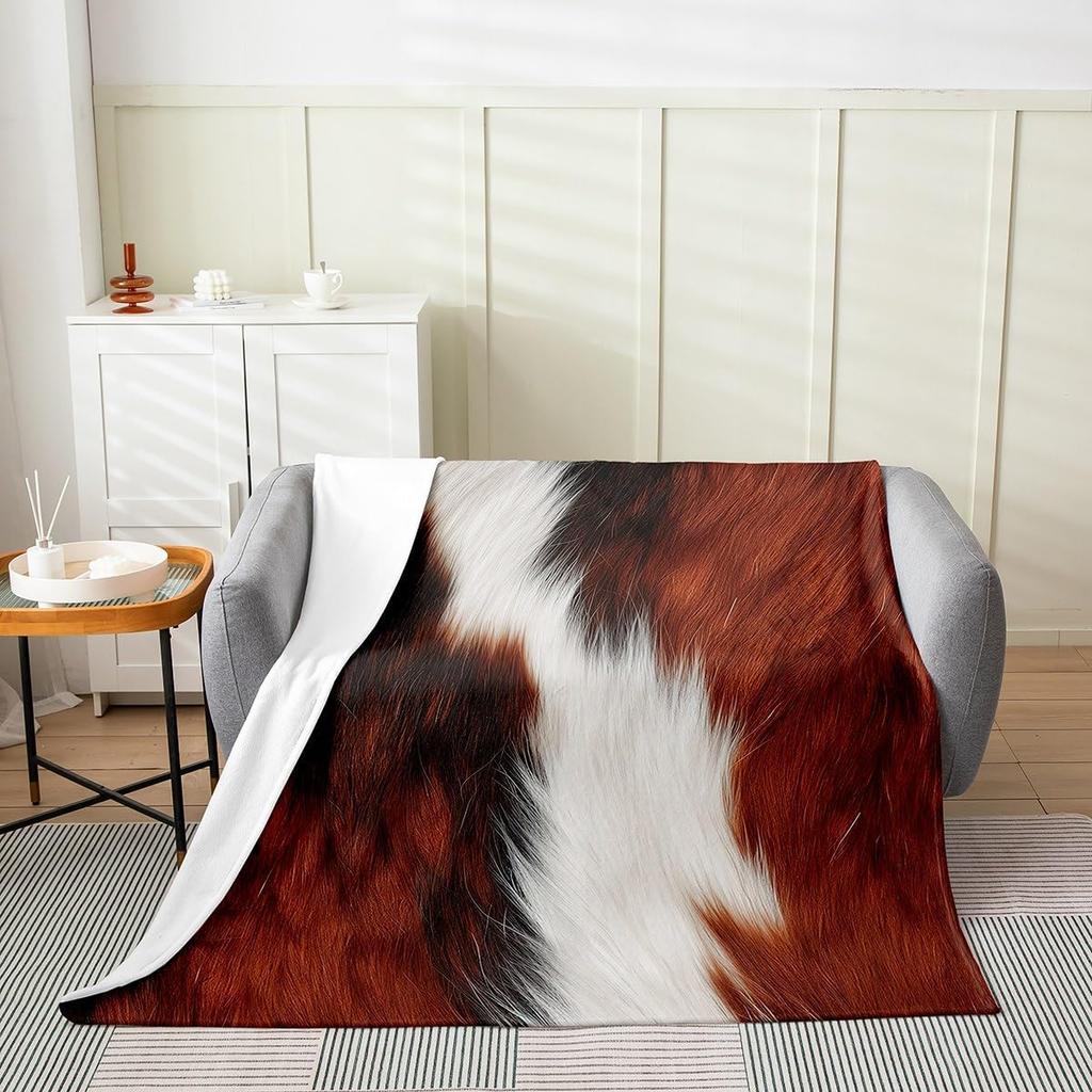 Japanese Style Soft Warm BlanketRainbow Butterfly Throw BlanketCherry Blossoms Fleece BlanketInk Painting Style Fuzzy Blanket