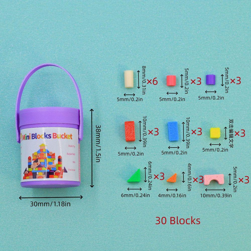 Miniature Size Dollhouse Building Blocks Plastic Doll Building Block Bucket Gift