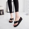 2024 Women Summer Sequins Flip Flops Woman Beach Bohemian Slippers Ladies Platform Mid Heels Shoes Sapato Feminino 785kj