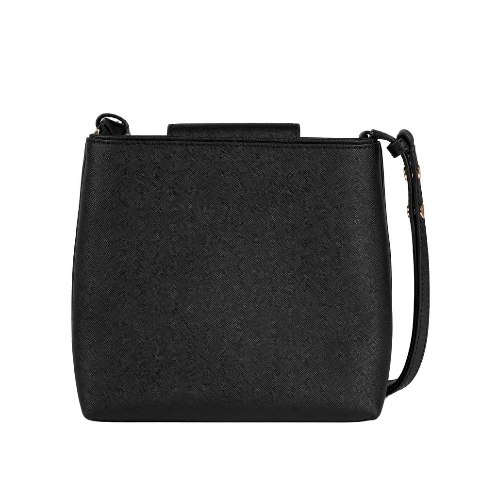 Tory Burch Emerson Logo Magnetic Closure Leather Bucket Bag Women Handbags Black 147938-001