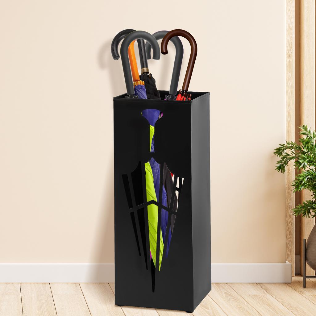 Umbrella Holder Metal Free Standing Umbrella Stand Rack Rectangular Multipurpose Indoor Walking Stick Holder for Home Entryway