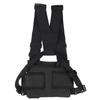 Chest Pack Adjustable Multi Pocket Functional Harness Front Vest Rig Bag for OutdoorBlack