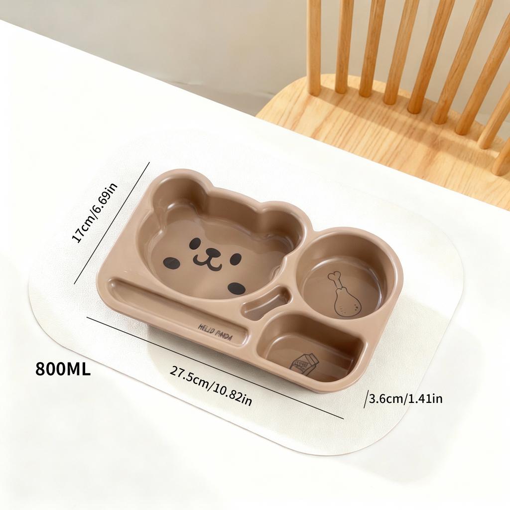 Cartoon Plastic Divided Dinner Plate Large Capacity Children Fruit Salad Plate Reusable Breakfast Food Plate Microwave Heatable