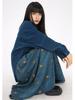 Vintage Brown Velvet A-Line Midi Dress Autumn Floral Embroidery Korean Style Over-Knee Long Dress