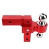 Towing Trailer Hitch Mount with Dual Balls Lock Pins 6in Adjustable Drop Aluminum for 2in Receivers Red
