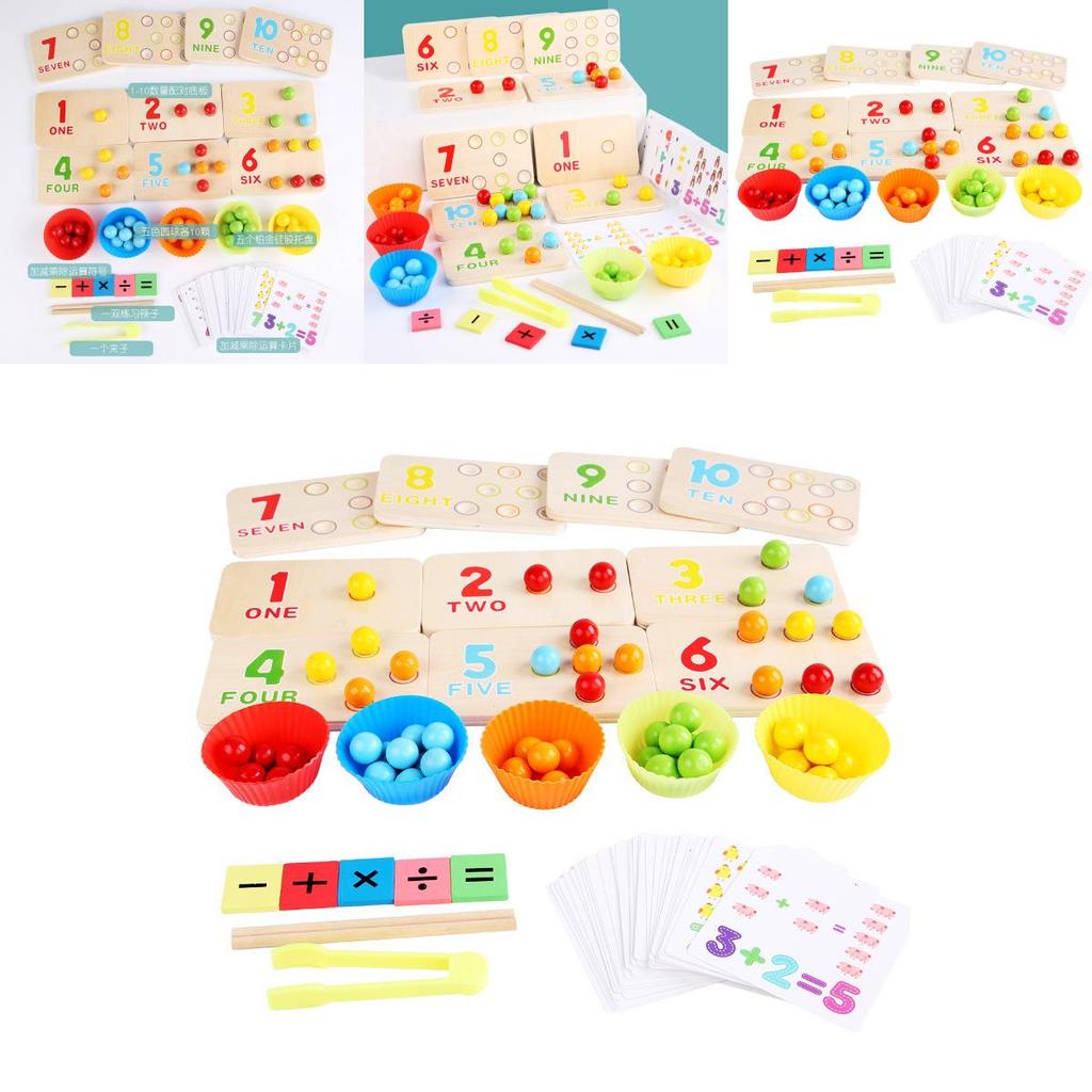 Holz Multifunktionales Arithmetik-Klammer-Perlen Lernbrett Kinder Puzzle Spielzeug Set Für Frühes Lernen