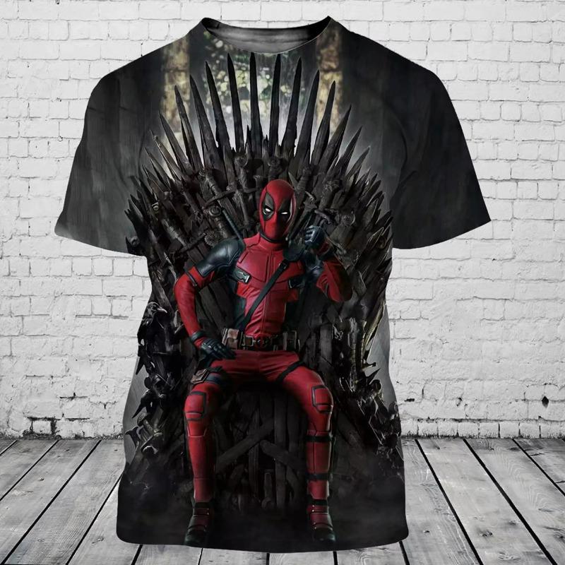 Мужская минималистичная 3D футболка Deadpool Marvel с персонализированным принтом Harajuku повседневный стиль летняя короткая дышащая и удобная S