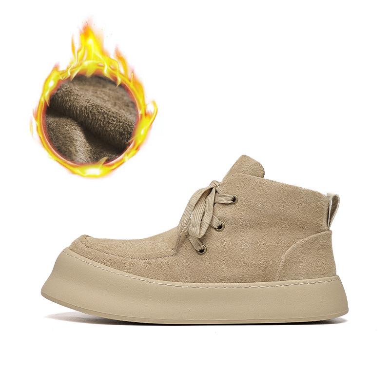 Men's Suede Leather High-Top Velvet Martin Boots - Lace-Up Thick-Soled Casual Shoes for Autumn/Winter