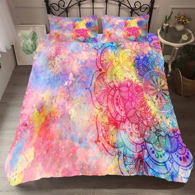 Comforter 100% High Quality King Size Comforter Bedding Bohemia Mandala Beds Colourful Bedding Set Luxury +Pillow Cases