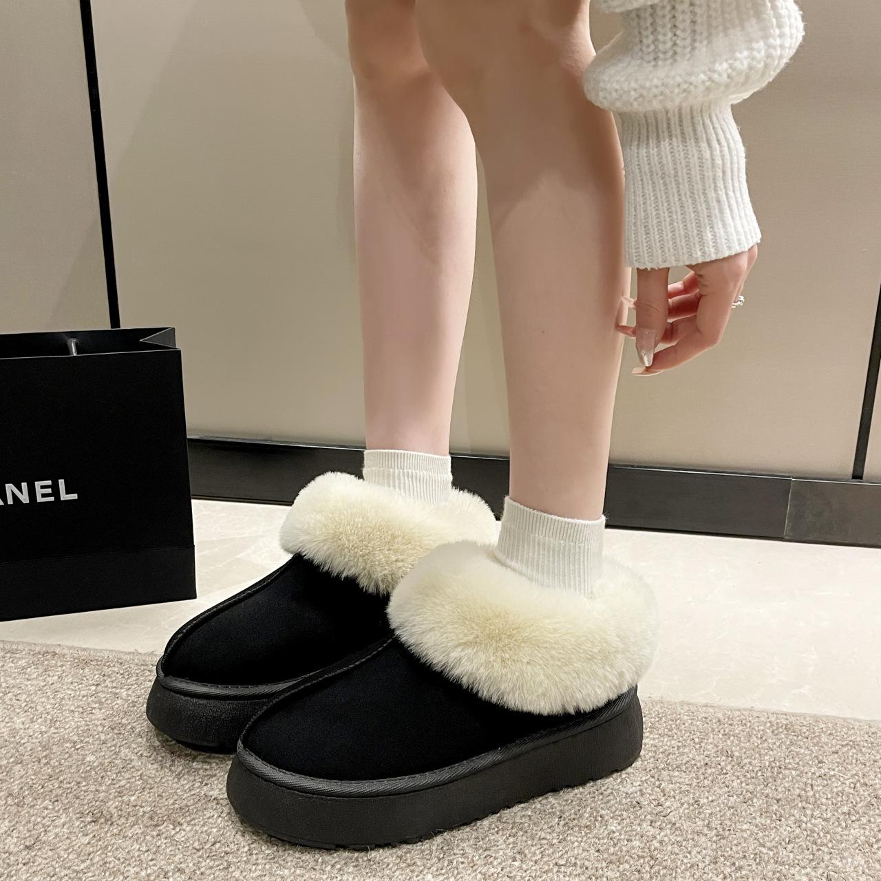 

Европейские и американские большие размеры 2024 года, осенне-зимние новые утепленные зимние ботинки для женщин с толстой подошвой и удобной верхней одеждой 36 чёрный