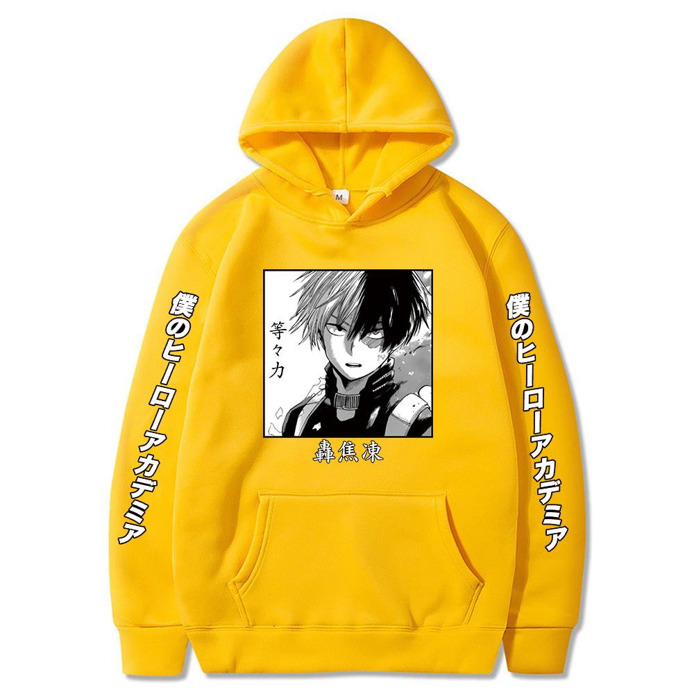 

Япония Аниме Моя геройская академия Толстовка Shoto Todoroki Принт Пуловер Мужчины Женщины Толстовки Удобная уличная одежда Harajuku Пуловер 4XL жёлтый