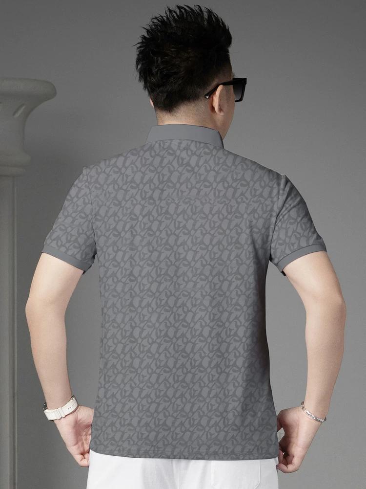 European Style Short-Sleeve Polo Shirt for Men, Summer Casual Turn-Down Collar T-Shirt, 2025 New Model with Velvet Print Half-Sleeve Top