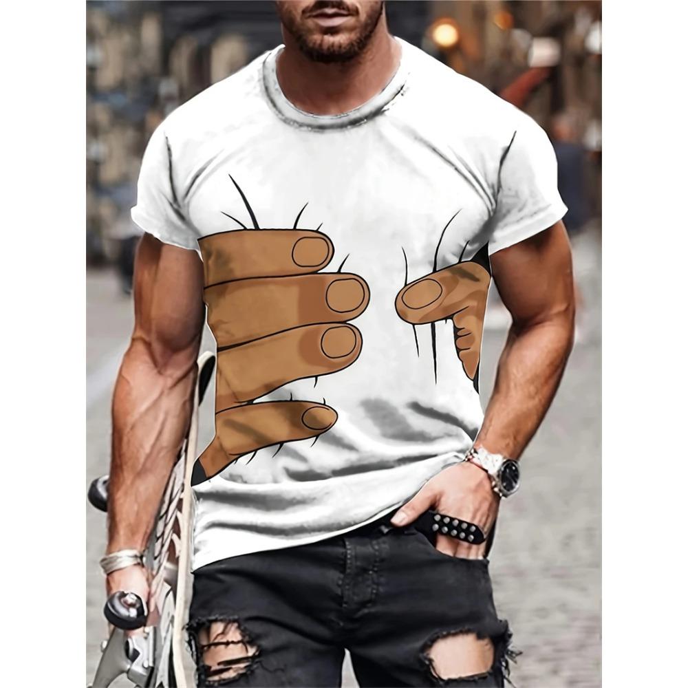 New Men's 3D Cartoon Duck Print T-Shirt Soft Stretch Polyester Fabric Soft Stretch Polyester Fabric For Men Casual Summer Top