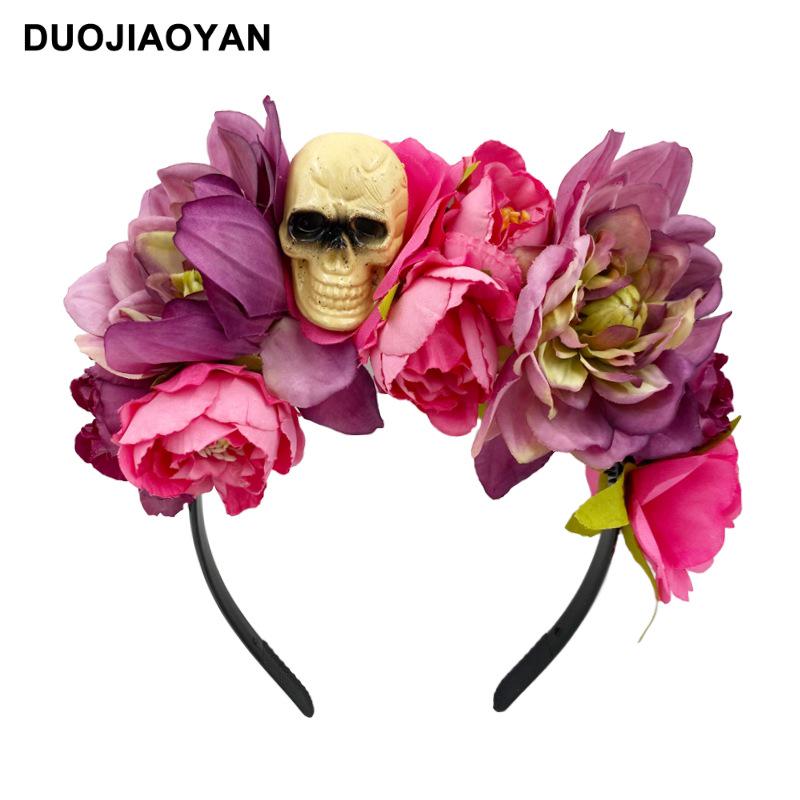 Halloween Flower Headband with Spider for Cosplay or Makeup Party