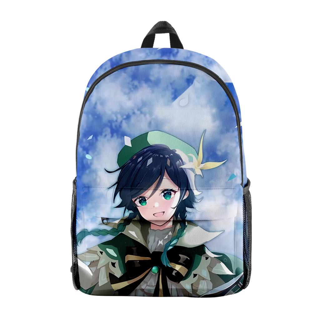 Fashion Youthful Genshin Impact Venti Student School Bags Notebook Backpacks 3D Printed Oxford Waterproof Boys/Girls Travel Bags