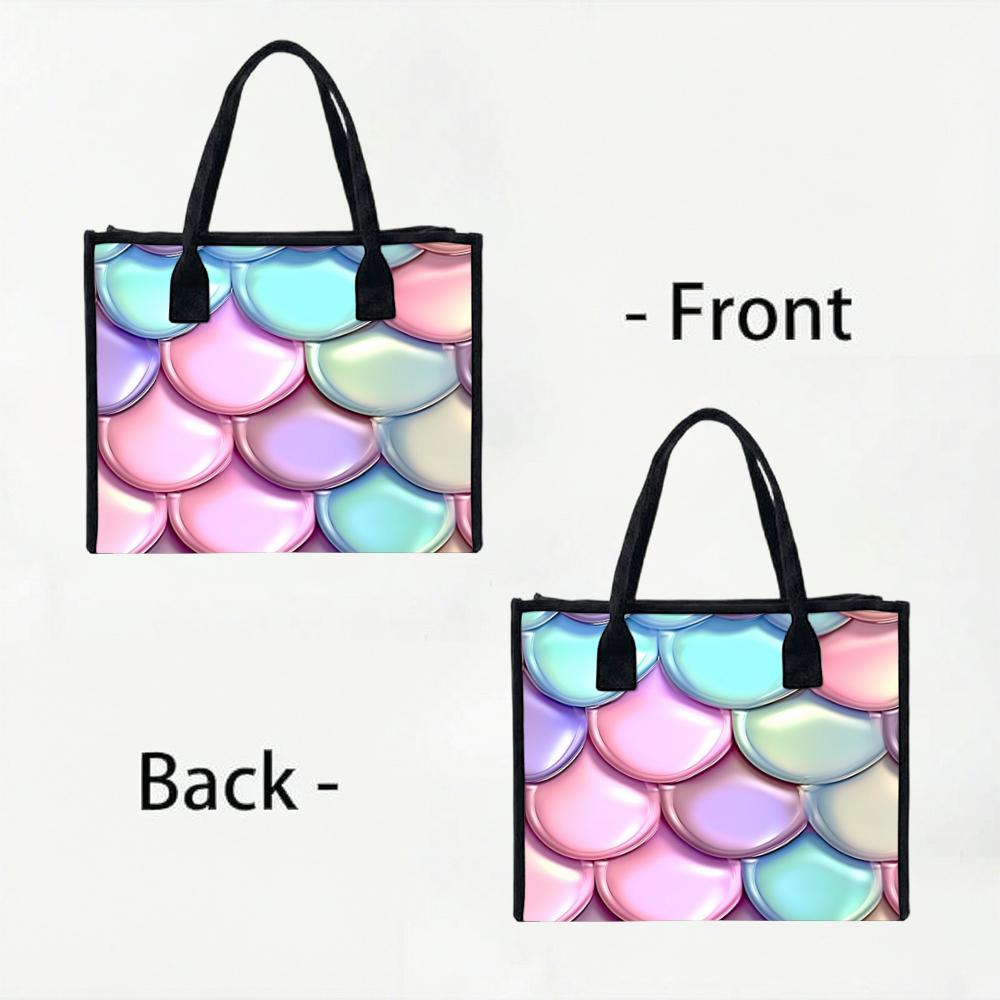 Holographic Mermaid Scale Tote Bag Fashion Daily Shopping Carry Bag for Women Casual Portable Outdoor Shoulder Pouch