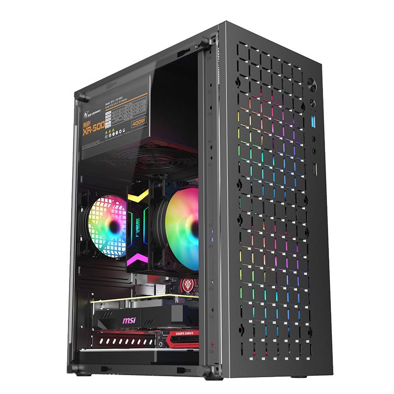 Micro Atx/Itx Transparent Diy Pc Case Glass Desktop Computer Case Hdd+Ssd Atx Power Supply 250Mm Graphic Cards 3 Fans Cooler