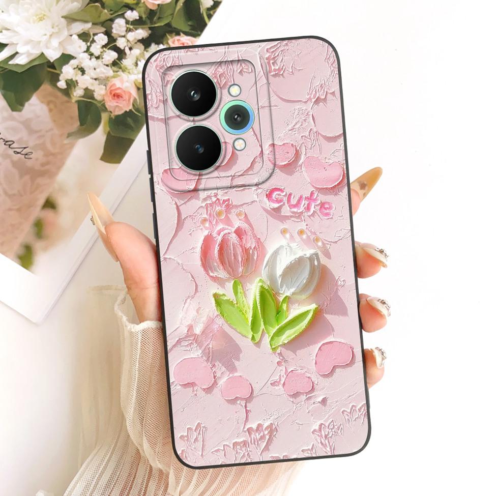 Cover For Realme 15 Pro Casing RMX5101 Silicone Luxury Fashion Flowers Kawaii Cute Painted Shockproof Phone Case