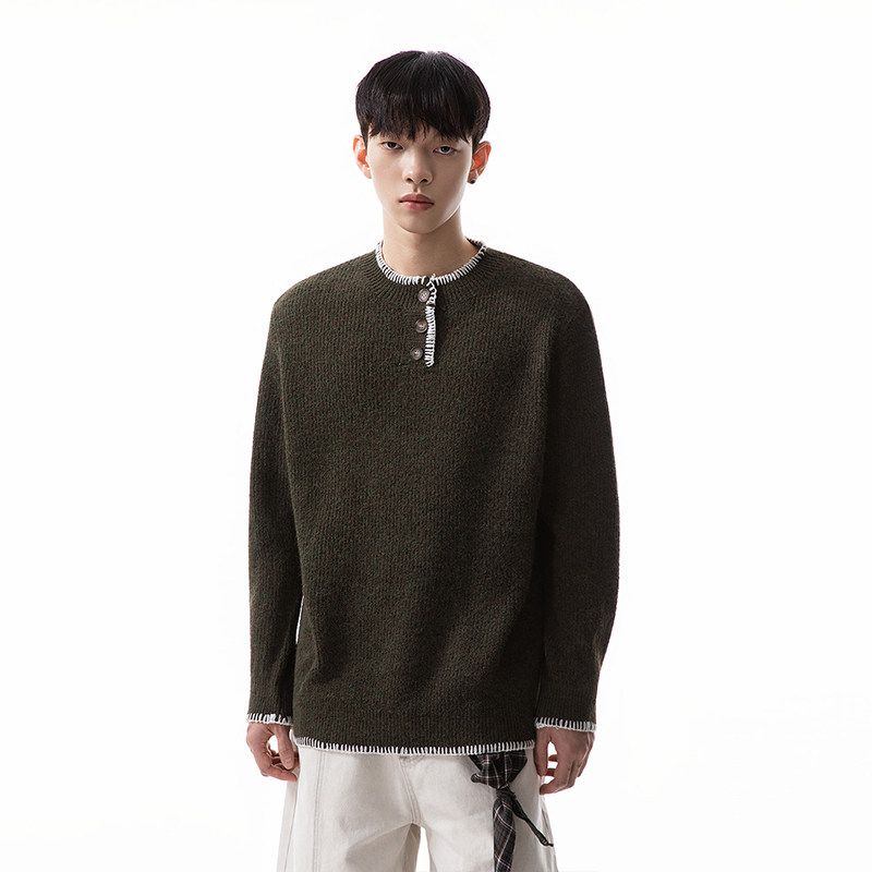 51 Hip-Hop Vibe American Street Style Casual Couple Knitwear Unisex Winter Trendy Brand Loose Versatile Color-Block Sweater