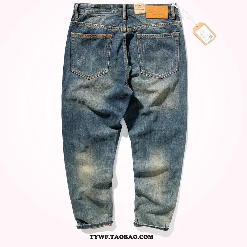 Calças Jeans Masculinas Afuniladas com Retalhos Desgastados - Rasgadas, Bordadas, Lavadas e com Efeito Desgastado para um Look Moderno e Versátil