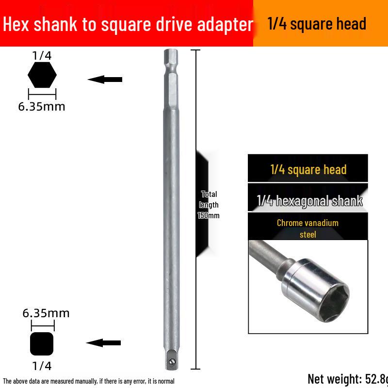 Hex Shank To Square Drive Socket Adapter for Electric Wrenches