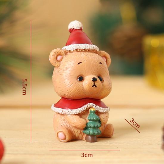 Puntos Home Christmas Cartoon Santa Elephant Resin Miniature Figurine Ornament Decor