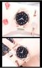Women Fashion Luminous Numbers Starry Sky Quartz Watch Magnetic Wristwatch Buckle