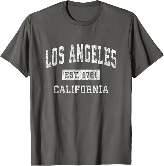 Herren Los Angeles Kalifornien CA Vintage Etabliertes Sportdesign T-Shirt Herren Damen Sommer Mode Vintage Rundhals T-Shirt