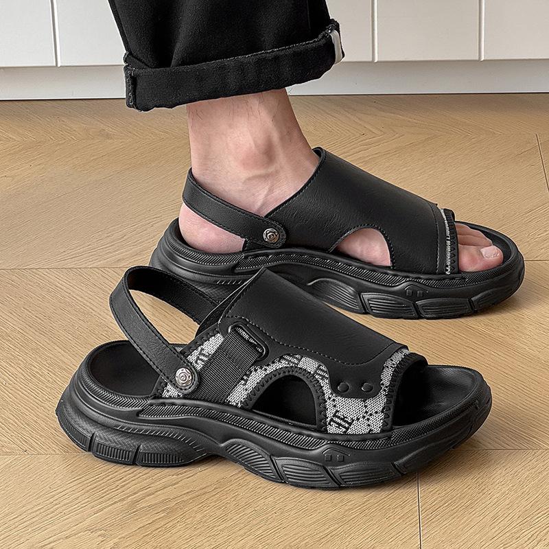 

Platform sandals summer trend soft sole men wear deodorant non-slip slippers beach shoes 471212 white -J 44