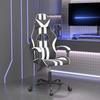 Vidaxl Swivel Gaming Chair, Black-White, Faux Leather