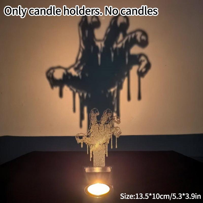 Halloween Candle Holder Decoration Gothic Skeleton Candlestick Ghost Shadow Tealight Stand Spooky Scary Ornaments Home Decor