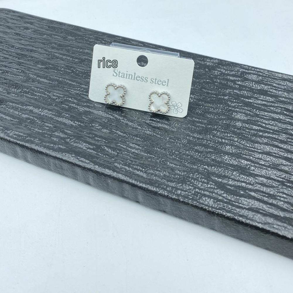 13 ММ Титановая Сталь Невыцветающие Позолоченные 18K Серьги-Гвоздики Четырехлистник