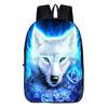 Zaino Scolastico Stampato 3D Animale Lupo Zaino Cartone Animato Studenti Scuola Primaria e Secondaria Zaino Blu Din