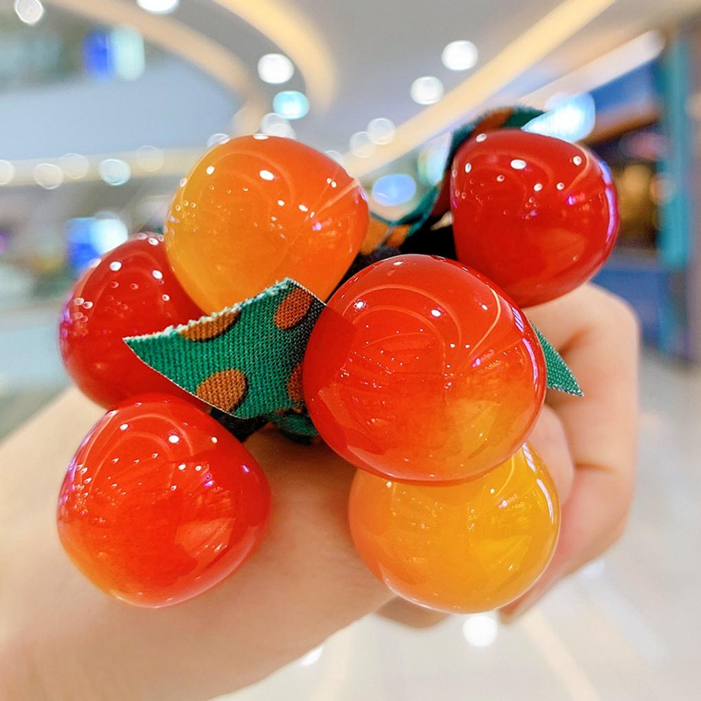 Set of 3 Refreshing Cherry Dot Ribbon Hair Ties