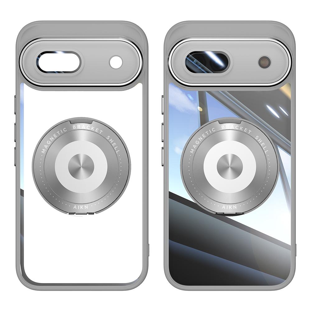 For Google Pixel 8a Magnetic Case PC+TPU Phone Cover with Rotating Metal Kickstand,Lens Protector