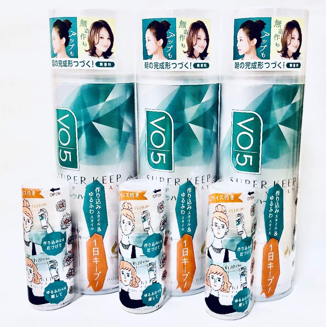Totmizby VO5 Super Keep Hair Spray Extra Hard Unscented 330g + Extra Hard Unscented 20g x 3-Pack