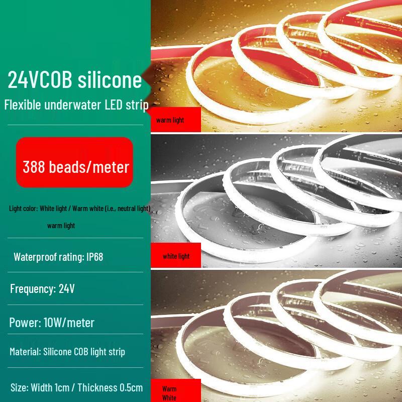 24V Self-Adhesive Solid Silicone COB LED Strip Light