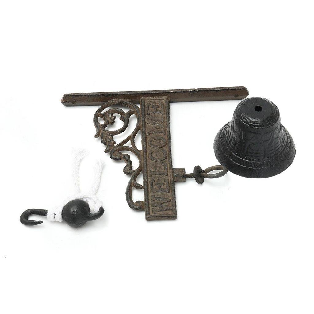 1pc Nordic Style Vintage Brown Metal Iron Door Bell Wall Mounted Welcome Cast  Wireless DoorBell Porch Garden Decoration
