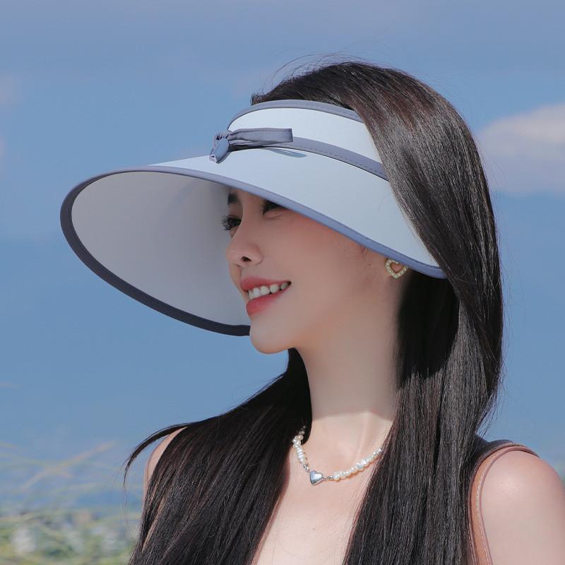 Summer Sun Protection Hat For Women With Large Brim And Butterfly Bow In Ice Silk Material For Casual Outings