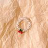 Red Cherry Rings Adjustable Size Beads String Rings Lightweight Elastic Rope Finger Rings Daily Wear Cherry Beaded Rings