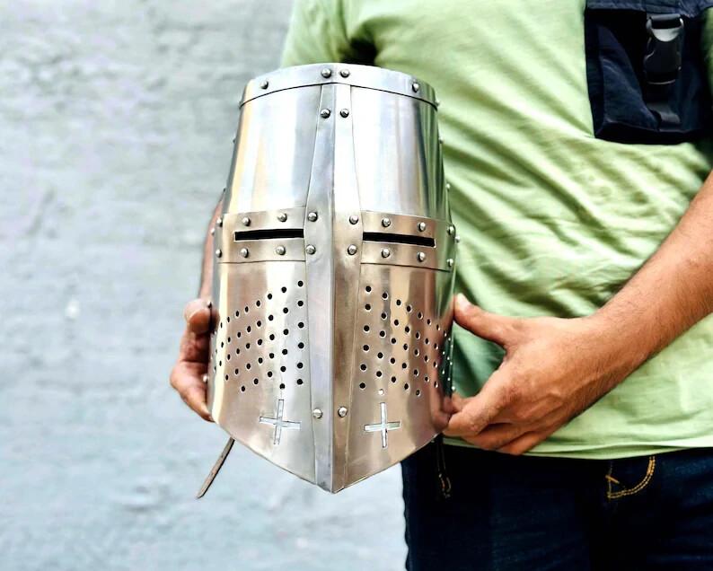 Handmade Medieval Crusader Helmet | Fantasy Warrior Helmet Knight
