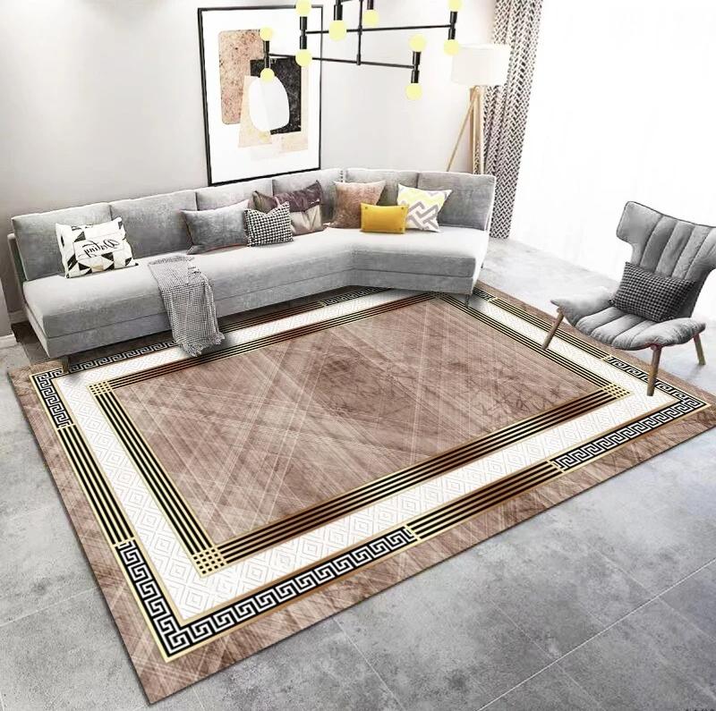 Luxury Living Room Carpet Decoration Home Golden Carpets Large Size Sofa Area Rug Hotel Hall Floor Mat Soft Anti-slip Washable